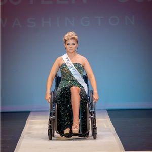 Gold and green side slit dress